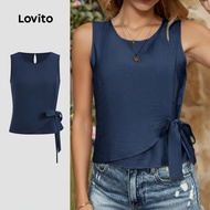 Lovito Casual Top Plain Asymmetrical Summer Tank Top for Women L123ED655 Lovito Atasan Kasual Atasan