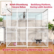 Sangkar Kucing Modular Boleh Susun Heavy Duty Foldable Cat Cage Untuk Multi Kucing