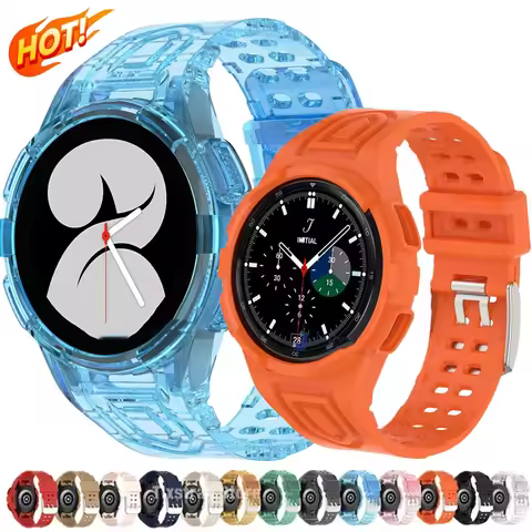 Transparent Case+Strap for Samsung Galaxy Watch 6 4 40mm 44mm Silicone Band Sport Bracelet Galaxy Wa