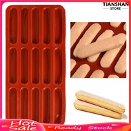 [TSS]☀Silicone Finger Biscuit Mould 15 Cavities Non-Stick Chocolate Mold for Candy Eclair Bread Muff
