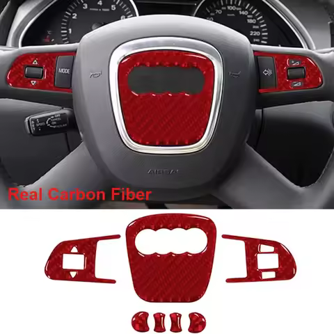 1SET Car Steering Wheel Ring Trim Carbon Fiber Sticker Cover For Audi A4 B8 8K A6 C6 4F Q5 8R Q7 4L 