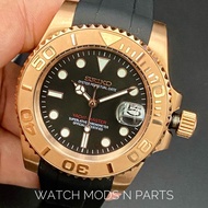 WMNP Seiko Mod Yacht Master Black Rose Gold movement Seiko 4r35b 40mm