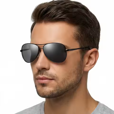 Classic Pilot Polarized Sunglasses Men Women Fashion Metal Aviation Sun Glasses Vintage Black Drivin