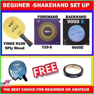 YINHE N10S WOODEN BLADE + 729-5 RUBBER + YINHE 9000D PROMOTION SET PING PONG SET UP TABLE TENNIS SET