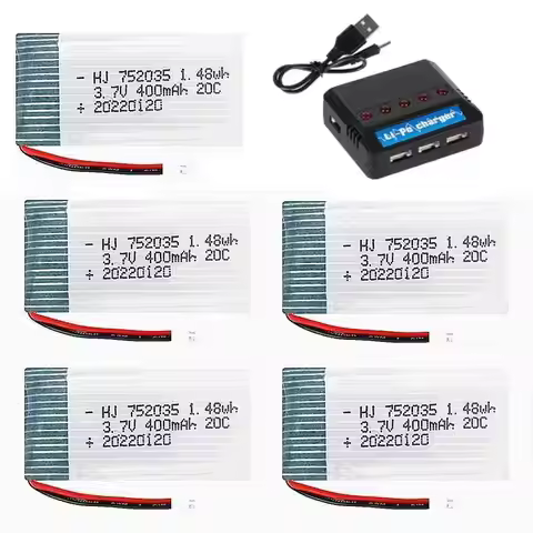 Upgrade 3.7V 400mAh XH2.54 Plug 20C Lipo Battery For X4 H107 H31 KY101 E33C E33 U816A V252 H6C RC Qu