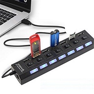 7 Port LED USB Hub Splitter With Individual Switch Usb Hub Splitter USB Adapter Hub