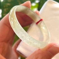 冰種 天然翡翠 緬甸翡翠 A玉 玉鐲 • 冰玻種白黃翡翠福鐲