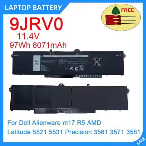 Original New Laptop Battery 9JRV0 11.4V 97Wh 8071mAh For Dell Alienware m17 R5 AMD Latitude 5521 553