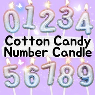 [SG SELLER] Cotton Candy Number Candle for Birthday Cake Decoration Topper Pink Blue Colour