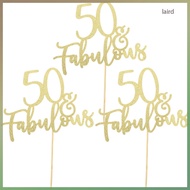 50th Birthday Party Cake Toppers Decorations Cupcake for Cakes Picks 3 Pcs  laird