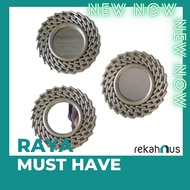 REKAHAUS 3M - 10 Round Silver / Gold Decorative Wall Mirror Cermin Hiasan Deko Dinding Murah