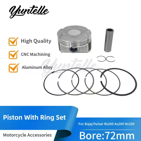 72mm Bore Engine Piston With Ring Kit For Bajaj Pulsar RS200 AS200 NS200 Rouser 200 200cc Bike Motor