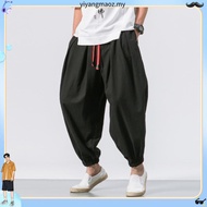 Male Men Loose Harem Pants Mens Cotton Plus Size Sweatpants Elastic Waist Harem Pants
