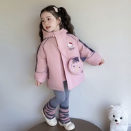 YADOU เซ็ตเสื้อกันหนาวสำหรับเด็กเสื้อปาร์กากันหนาวมีฮู๊ดถอดออกได้และให้ความอบอุ่นชั้นในชุดสองชิ้นทัน