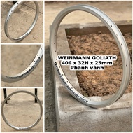 Weinmann GOLIATH 20inch 406 bicycle rims and braces (20x1.95/ 2.35), 32 holes, rim brake, silver.