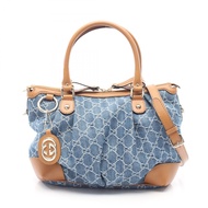 【二手】Gucci GUCCI Sukey GG圖案兩用手提包 247902 牛仔藍/駝色 Sukey 兩用托特包 女士 二手 A