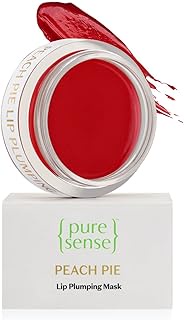PureSense Peach Pie Lip Plumping Mask for Sensitive | Dry | Chapped &amp; Pigmented Lips with Coffee Oil | Vitamin A &amp; E | Shea Butter | Almond &amp; Olive Oil for Nourished &amp; Moisturised Lips | 5g