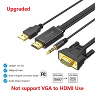 Jasoz สาย HDMI to VGA 1080P พร้อม Audio Video HDMI ชายไปสาย VGA ชาย 1080P HDMI Adapter Converter Cab