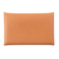 愛馬仕 Calvi 金色 Epsom 皮革卡包/零錢包，成色極佳，刻有字母 B，含原廠盒，法國製造，男士款