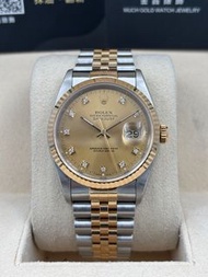 二手 USED  ROLEX 勞力士 DATEJUST 16233 金色鑽石字 1994年3月 保養證