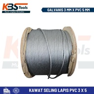 Kawat Seling GALVANIS Lapis PVC 3 mm X 5 - Tali Sling Baja 1000 MTR
