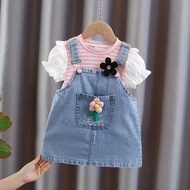 Overall anak perempuan baju kodok jins anak perempuan baju kodok 2in1 rok jins impor 1-4 thn