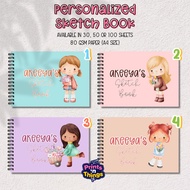 Personalized Sketchbook for Kids Customized Name, Cute Girl Drawing Book Art Book, Drawing Pad