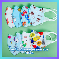 50pcs Kids 3 Layer Face Mask Random Design Children Face Mask Protection Mask Kids Children Random D