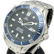 OMEGA海馬 300 日期腕錶 2541.80 男士不鏽鋼石英腕錶，搭配海軍藍錶盤