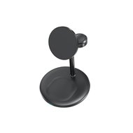 Choetech Qi2 Compatible 3 in 1 wireless charger 15W- Black/ Silver แท่นชาร์จตั้งโต๊ะ