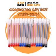 Combo 100 Cây Bút chép kinh bút Gel bút bi nước văn phòng mực gel 0.5mm mực đều nét chữ đẹp không le