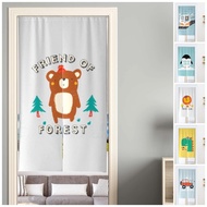 Customized Cartoon Animal Door Curtain for Kitchen Bedroom Long Partition Doorway Curtain Cotton Linen Whole Piece Half Curtain Velcro