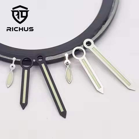 RICHUS 6497 6498 Black Silver Watch Hands Green Luminous Fit 6497 6498 ST3600 Movement Watch Accesso