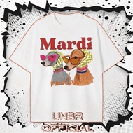 UNBR Mardi Mountain Printed Short-Sleeve Tee, 2 Hand-Drawn Dogs in Sunglasses & Scarves, Casual