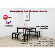 Big Tree Wooden Bench Dining Table Set / Meja Makan+Bench Chair Set  / Set Meja Makan Kayu / Dining 