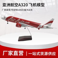 Model Pesawat AirAsia A320 46CM dengan Lampu LED Kawalan Bunyi, Hiasan Hadiah Model Pesawat Dalam St