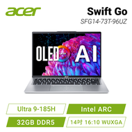 acer Swift Go SFG14-73T-96UZ 星空銀 宏碁全新Core Ultra 時尚輕纖筆電/Ultra 9-185H/Intel ARC/32GB DDR5/1TB PCIe/14吋 16:10 WUXGA/OLED/W11/含原廠包包及滑鼠