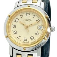 นาฬิกา HERMES Clipper CL4.220 มือสอง ตัวเรือนสแตนเลส กลไกควอตซ์ GP หน้าปัดสีเบจ พร้อมสายรัดสีทองและส