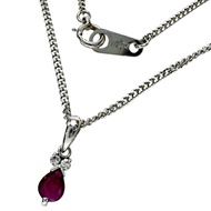 สร้อยคอทับทิมและเพชรมือสอง ตัวเรือนแพลทินัม (Pt850/Pm900) น้ำหนัก 4.4 กรัม ความยาว 40 ซม. สำหรับผู้ห