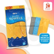 Microfiber Towels Large 12pc Pack 38x38cm Orange, Grey, Blue _kc241207