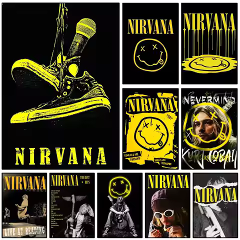 Cool Band N-Nirvana Poster Modern and Minimalist Wall Stickers for Home Decor Living Room Dormitory 