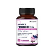 Didacat Womens Probiotics 100 Billion | 120 Capsules | Prebiotics D-Mannose Cranberry Balances pH Su