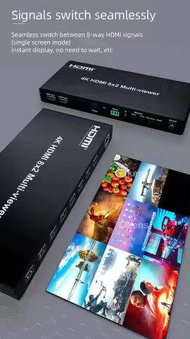 HDMI Quad Screen Multi Viewer 4K 60hz 8x2 HDMI Multiviewer 8 in 2 Out Seamless Switch 8 Channel Vide