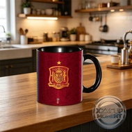 Spain Heritage Emblem Mug Deep Red Background with Gold Crest & Single Star - Classic National Pride