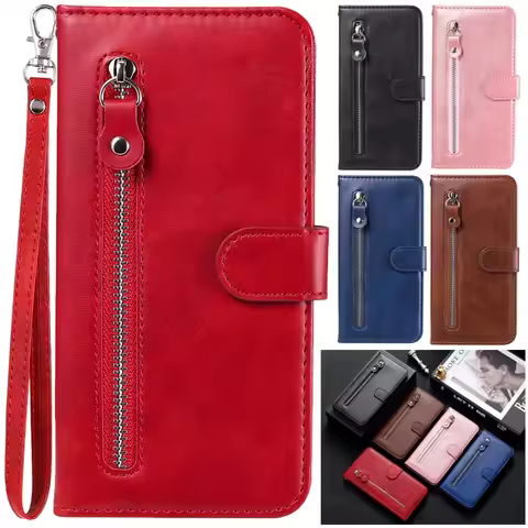 Redmi 14C 13C 12C Note 14 13 12 Pro Plus Zipper Case for Xiaomi 14T 14 15 13T 13 Pro 14Ultra Cards S