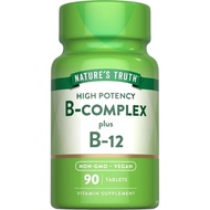 Nature's Truth Vitamin B Complex for Women & Men | Plus B12 | 90 Tablets | | Vegan and Non-GMO Suppl