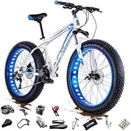 Fashionable Simplicity 24/26 * 4.0 Inch Thick Wheel Men's Mountain Bikes Adult Fat Tire Mountain Trail Bike 27/30 Speed Bicycle High-carbon Steel Frame Dual Full Suspension Dual Disc Brake Bicycle