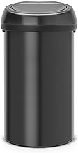 brabantia 402562 Trash Can with Lid, Matte Black, 60L Touch Bin