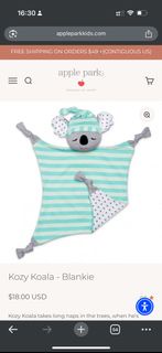 [NEW & ORGANIC] Apple Park - Kozy Koala soothing blankie | bb 嬰兒安撫咬巾