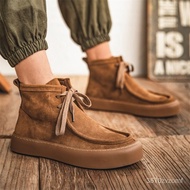 ZzBritish Suede Leather Shoes Men's Genuine Leather Retro High-Top Kangaroo Martin Boots Men's Autumn Worker Boot Trendy